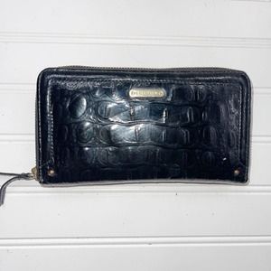 Brahmin Suri Black Glossy Crocodile Embossed Leather Melbourne Wallet